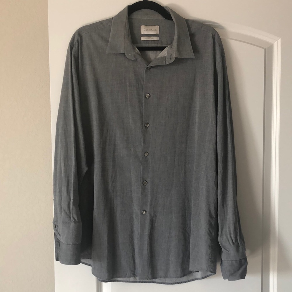 Calvin Klein Gray Button Up Top